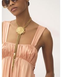 Chloé - Robe longue sans manches froncée en satin de soie - Lyst