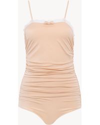 Chloé - Lace-Trimmed Ruched Bodysuit - Lyst