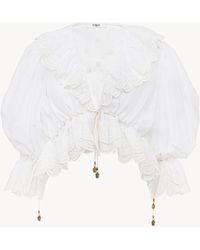 Chloé - V-Neck Ruffle Top - Lyst