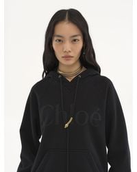 Chloé - Sweat à capuche large en molleton de coton à logo - Lyst