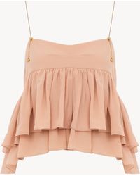 Chloé - Tiered Ruffle Organic Silk Georgette Babydoll Top - Lyst