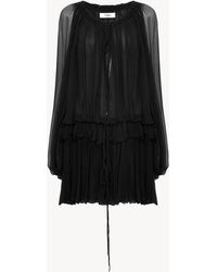 Chloé - Mini Robe Cape En Mousseline De Soie - Lyst