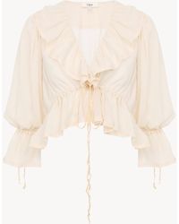 Chloé - Cropped V-Neck Ruffle Top - Lyst