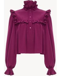 Chloé - Ruffled High-Neck Top - Lyst