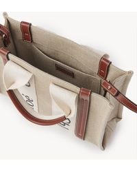 Chloé - Petit sac cabas Woody en toile de lin - Lyst