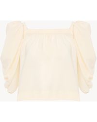 Chloé - Puff-Sleeve Pleated Top - Lyst