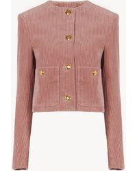 Chloé - Chaqueta Cropped De Corte Boxy De Terciopelo Rosa 100% Algodón - Lyst