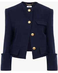 Chloé - チェックウール製ボクシー ノーカラージャケット - Lyst