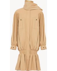 Chloé - High-Neck Gathered Trench Coat - Lyst