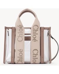 Chloé - Bolso Tote Pequeño Woody De Plástico Transparente Y Cuero 100% Poliuretano Termoplástico, Piel De Ternera - Lyst