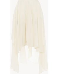 Chloé - Pantalones Cortos Fluidos Con Volantes De Georgette De Seda Blanco 100% Seda - Lyst
