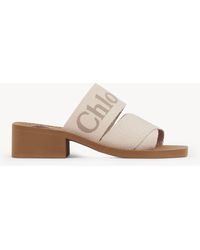 Chloé - Woody Heeled Mule 90% Linen, 10% Polyester - Lyst