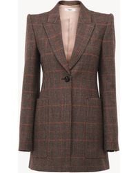 Chloé - Chaqueta De Sastre De Lana A Cuadros Marrón 100% Lana Virgen, Horn Bubalus Bubalis, Farmed, Coo India - Lyst