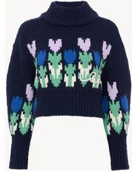 Chloé - Cropped Mock-Neck Logo Jumper - Lyst
