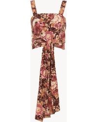 Chloé - Verkürztes Tank Top Aus Crêpe De Chine Mit Bändchen Vorn - Lyst