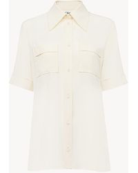 Chloé - クレープデシン製ショートスリーブブラウス 婦人向け ホワイト サイズ シルク 100% Pinctada Maxima, Farmed, Coo Australia - Lyst