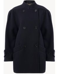 Chloé - Abrigo De Cuello Alto Con Doble Botonadura De Lana - Lyst