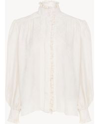 Chloé - Blusa Oversize Con Volantes De Jacquard De Seda - Lyst