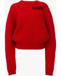Chloé - Oversized-Pullover Aus Woll-Kaschmir-Strick Mit Logo - Lyst
