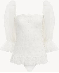 Chloé - 刺繍レース製スクエアネック トップス - Lyst