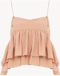 Chloé - Tiered Ruffle Organic Silk Georgette Babydoll Top - Lyst