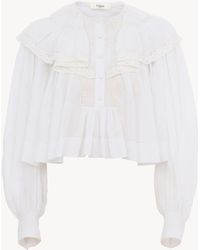 Chloé - Top Corto Con Volant - Lyst