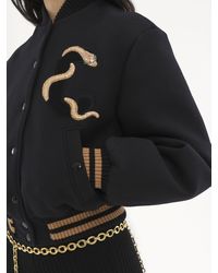 Chloé - Embroidered Bomber Jacket In Wool Drill - Lyst