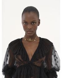 Chloé - Top col V à volants en dentelle brodée - Lyst