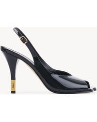 Chloé - Flowerヒール サンダル 婦人向け ブラック サイズ 牛革（カーフ） 100 - Lyst