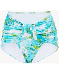 Chloé - Aqua Flower-Print Mid-Rise Draped Bikini Bottoms - Lyst