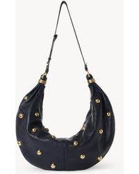 Chloé - Bolso Hobo Bracelet Grande De Cuero Granulado Con Tachuelas Azul 100% Piel De Ternera - Lyst