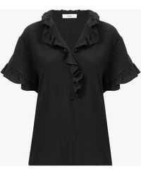 Chloé - Short-Sleeve Ruffled Top - Lyst