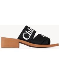 Chloé - Woody Heeled Mule 90% Linen, 10% Polyester - Lyst