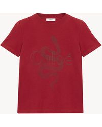 Chloé - Camiseta Corta Con Logotipo De Jersey De Algodón Rojo 100% Algodón - Lyst