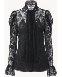 Chloé - Top Con Lavallière E Maniche A Sbuffo - Lyst