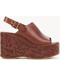 Chloé - Sandalias De Cuña Maxime Marrón 100% Piel De Ternera - Lyst