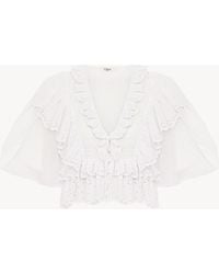 Chloé - Cropped V-Neck Ruffle Top - Lyst