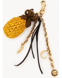 Chloé - Pineapple Bag Charm In Raffia, Metal & Leather - Lyst
