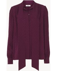 Chloé - Blusa Con Lazo Lavallière De Jacquard De Seda Rosa 100% Seda, Pinctada Maxima, Farmed, Coo Australia - Lyst