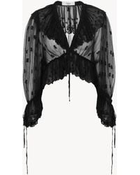 Chloé - V-neck Ruffle Top In Embroidered Lace - Lyst