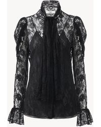 Chloé - Top Con Lavallière E Maniche A Sbuffo - Lyst