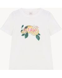 Chloé - Camiseta De Cuello Redondo Con Logotipo De Jersey De Algodón - Lyst