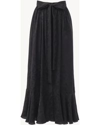Chloé - Falda Midi Fruncida De Jacquard De Seda Negro 100% Seda, Pinctada Maxima, Farmed, Coo Australia - Lyst