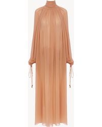 Chloé - Mock-Neck Gathered Long Dress - Lyst
