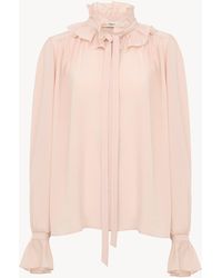 Chloé - Tie-Front Ruffled Blouse - Lyst