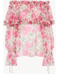 Chloé - Off-The-Shoulder Puff-Sleeve Top - Lyst