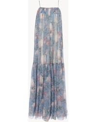 Chloé - シルクモスリン製ノースリーブロングドレス 婦人向け ブルー サイズ シルク 100 - Lyst