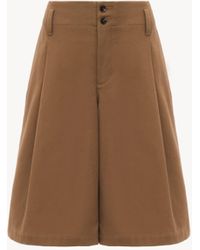 Chloé - コットン製ハイライズワイドレッグ バミューダショートパンツ 婦人向け ブラウン サイズ コットン 100% Horn Bubalus Bubalis, Farmed, Coo India - Lyst