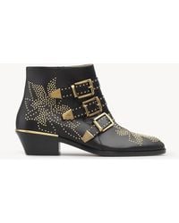 Chloé - Boots Susanna Nappa Leather Black Rivets Gold - Lyst