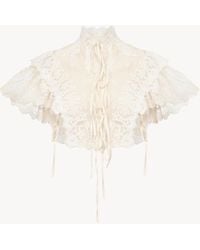 Chloé - Top Court Col Montant En Tulle De Coton Et Dentelle - Lyst